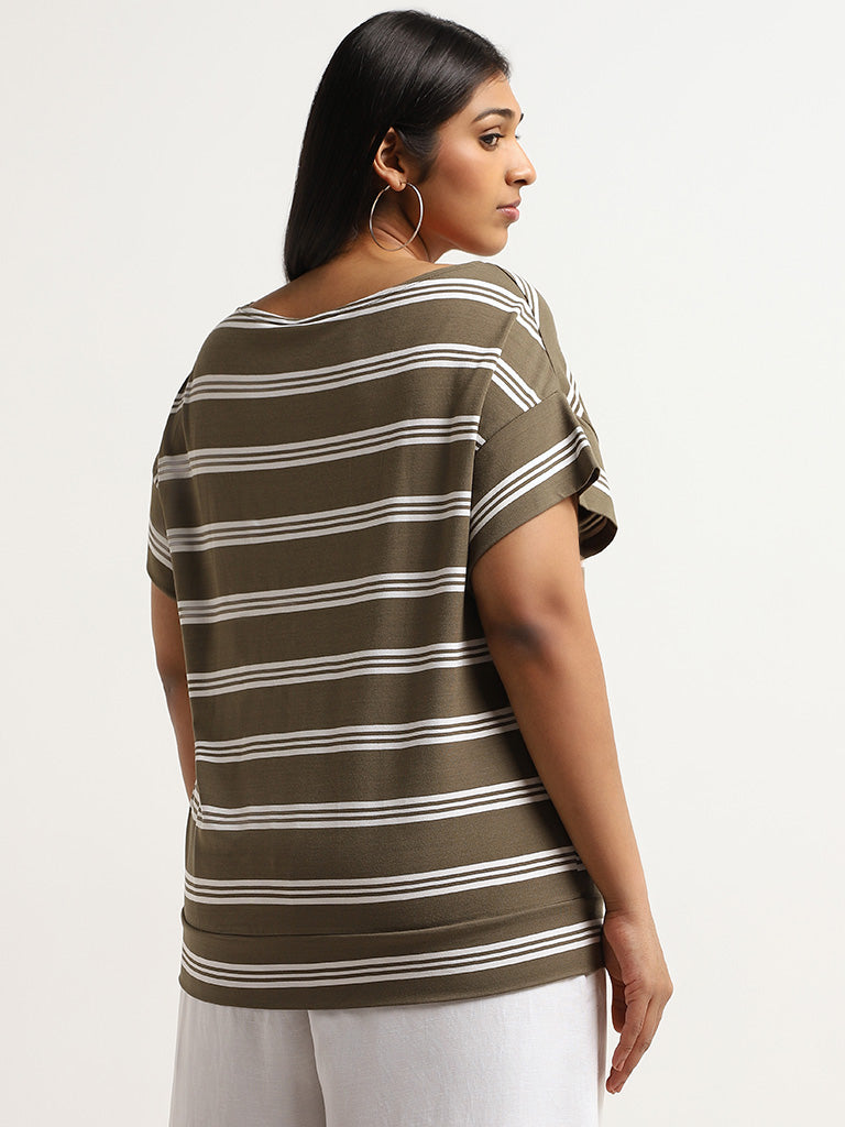 Gia Olive Striped Top
