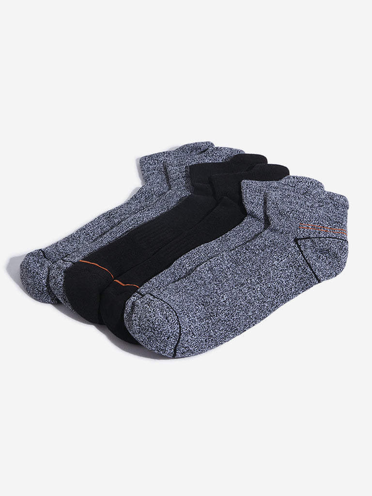 WES Lounge Charcoal Cotton Blend Socks - Pack of 3