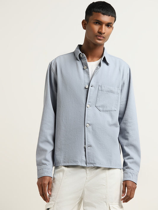Nuon Dusty Blue Relaxed-Fit Cotton Jacket