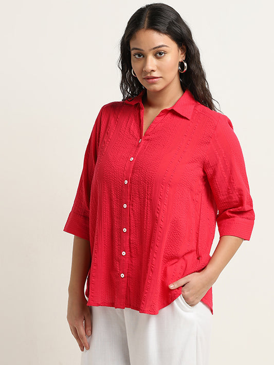 Gia Red Seersucker Shirt