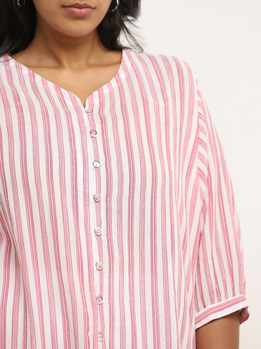 Gia Pink Striped Pattern Blouse