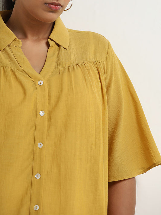 Gia Mustard Solid Cotton Shirt
