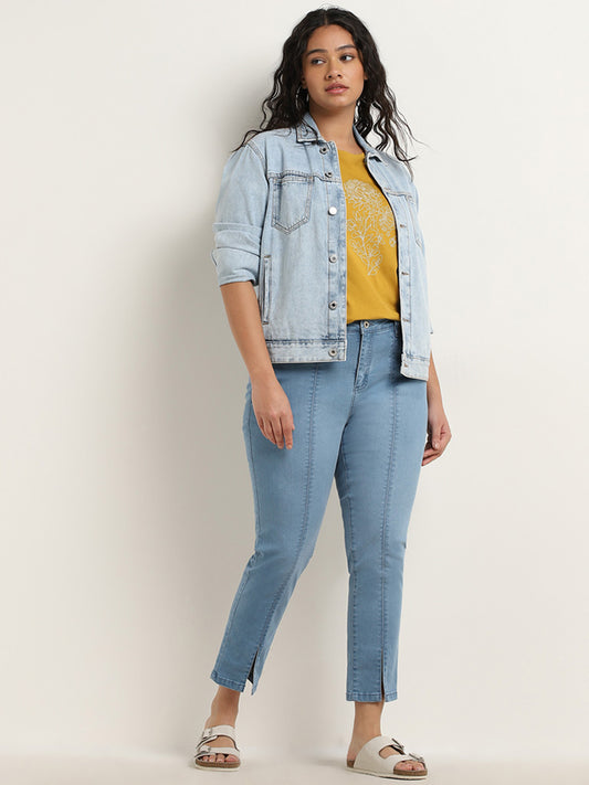 Gia Blue Seam-Detailed Skinny Fit Mid Rise Jeans