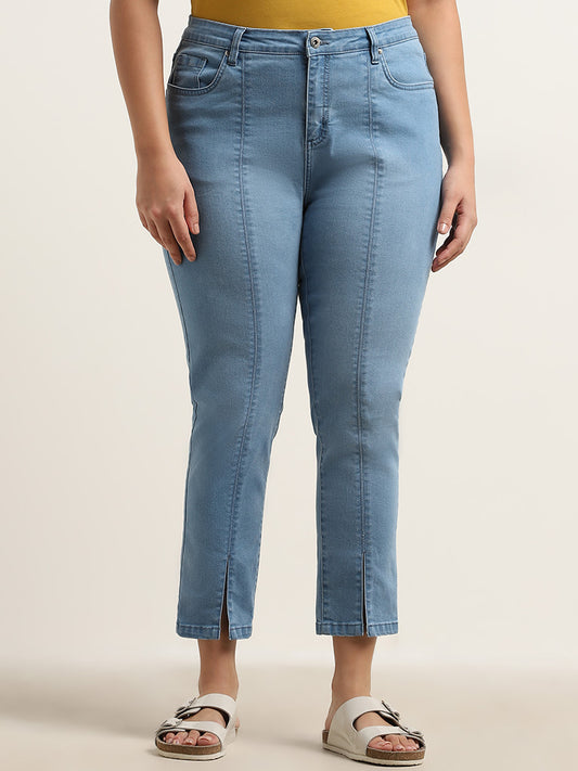 Gia Blue Seam-Detailed Mid Rise Skinny Fit Jeans