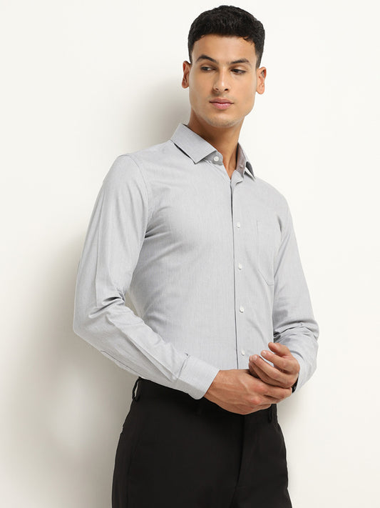 WES Formals Grey Slim Fit Shirt