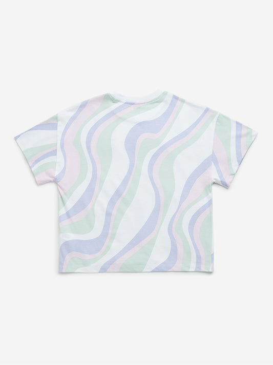 Y&F Kids Multicolour Wave Design Cotton T-Shirt