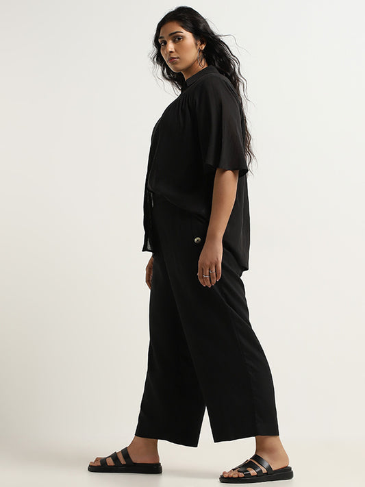 Gia Black Mid-Rise Straight-Fit Pants