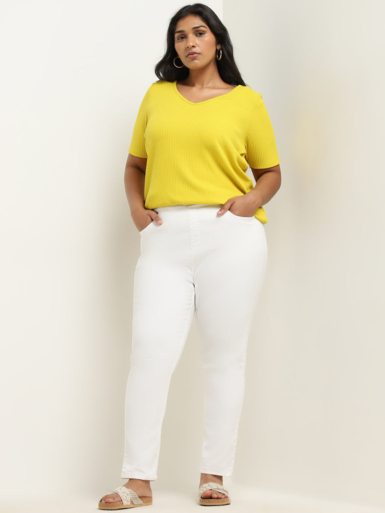 Gia White Skinny-Fit Mid-Rise Jeggings