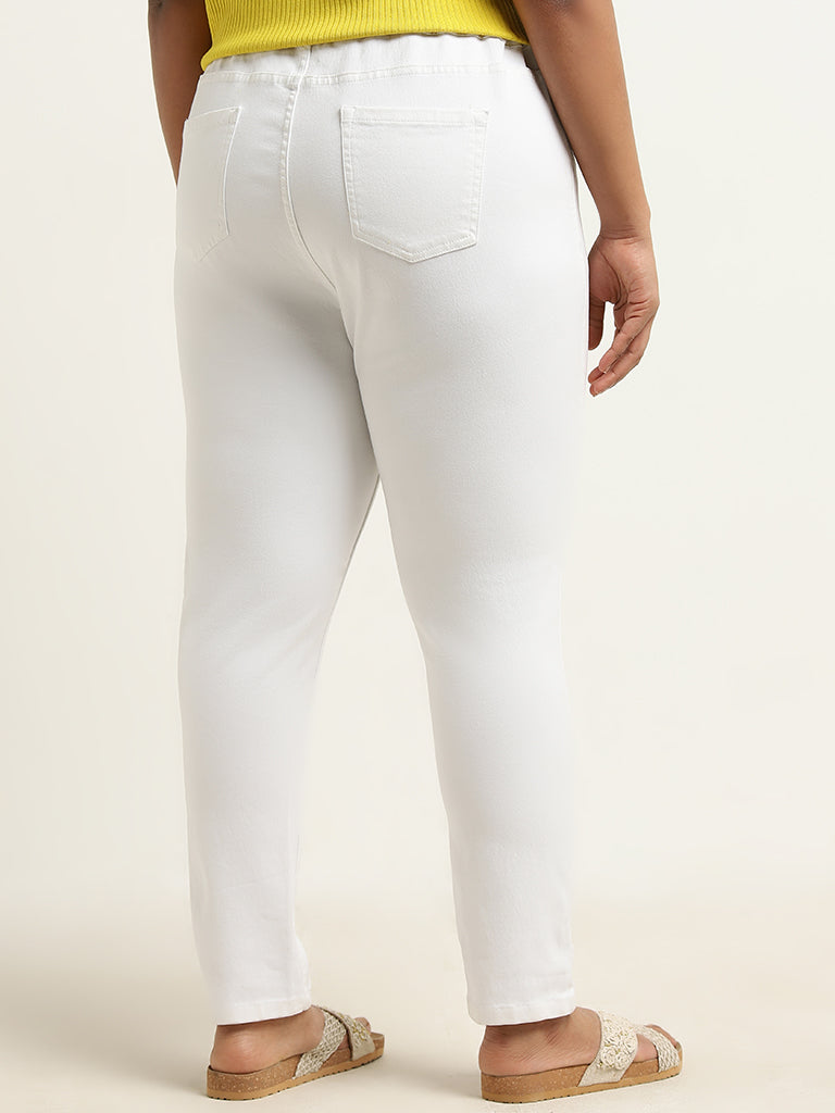 Gia White Skinny-Fit Mid-Rise Jeggings