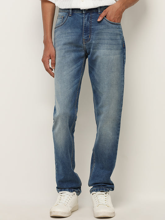 Nuon Blue Faded Mid - Rise Slim - Fit Jeans