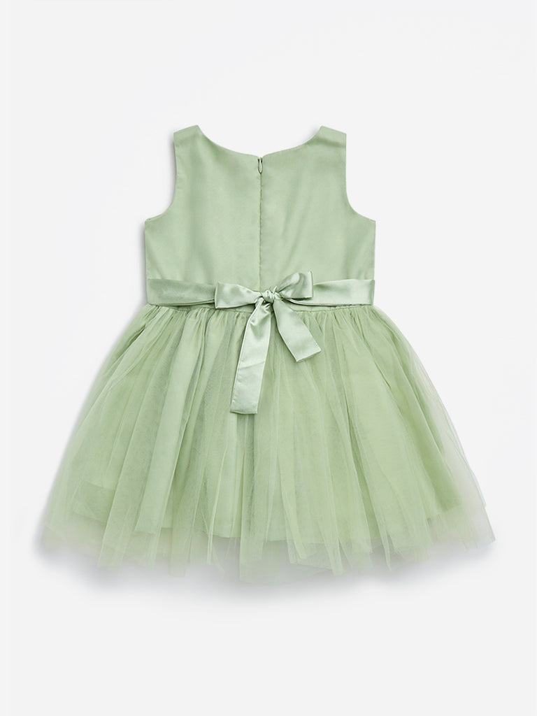 HOP Kids Green Rosette Design Party Dress