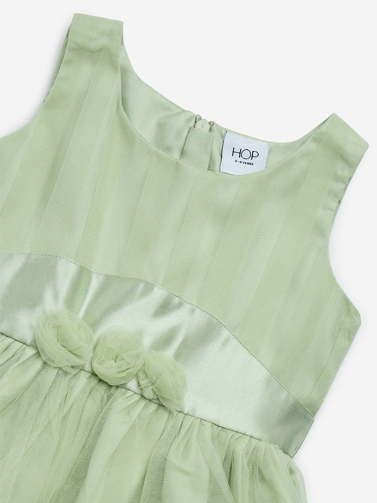 HOP Kids Green Rosette Design Party Dress