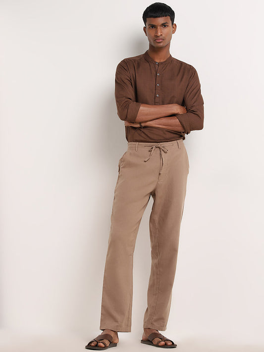 ETA Taupe Relaxed-Fit Mid-Rise Cotton Blend Chinos