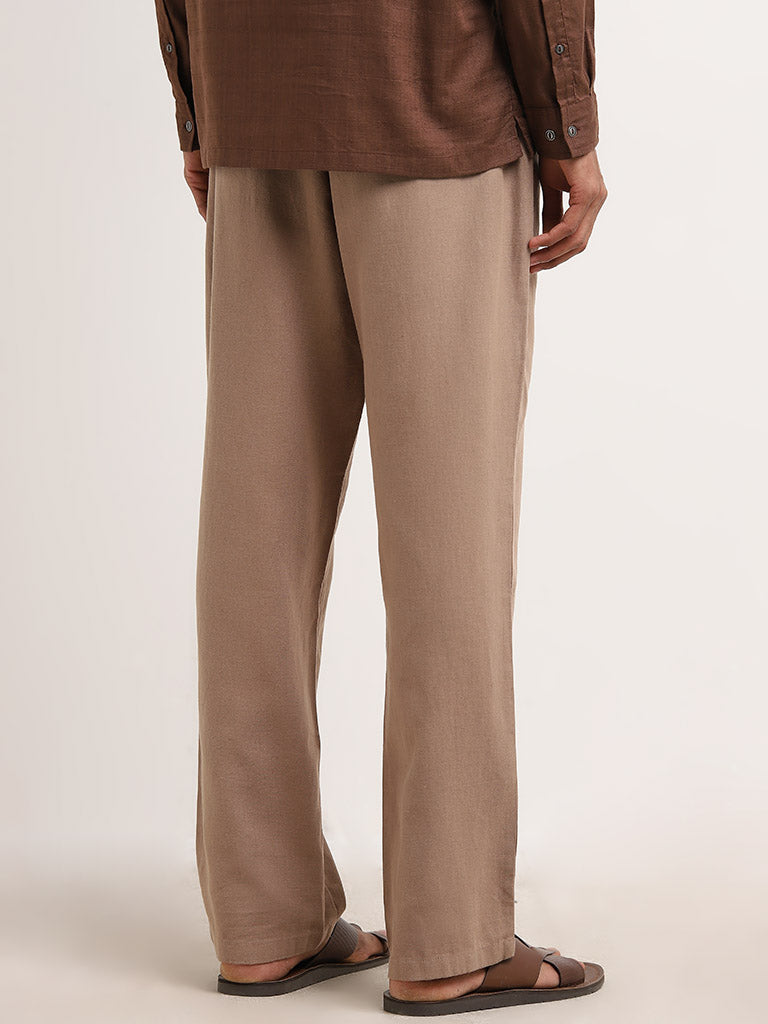 ETA Taupe Relaxed-Fit Mid-Rise Cotton Blend Chinos