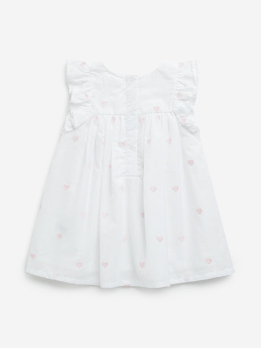 HOP Baby White Heart A-Line Cotton Dress