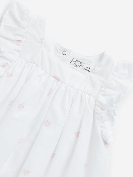 HOP Baby White Heart A-Line Cotton Dress