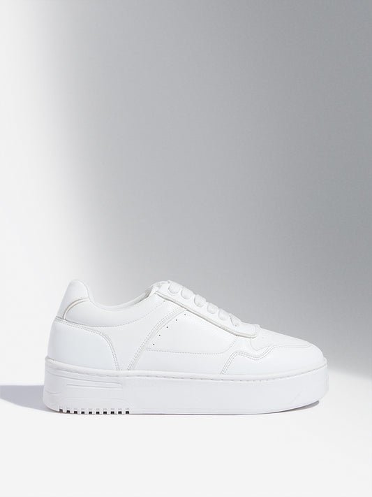 LUNA BLU White Platform Lace-Up Sneakers