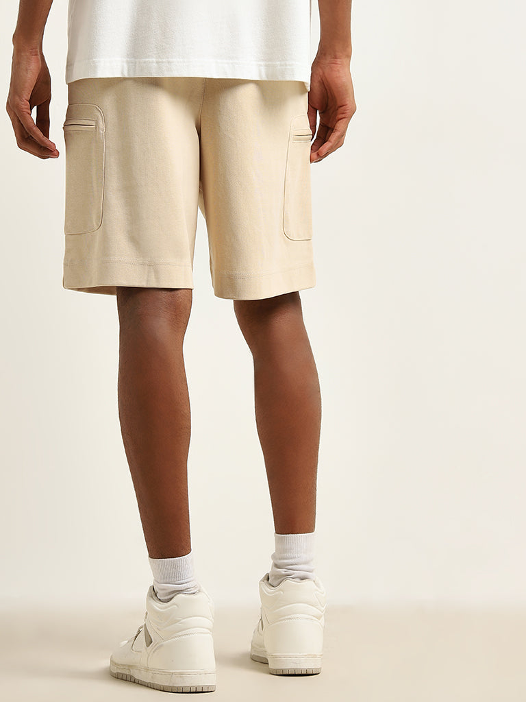Buy Studiofit Light Taupe Relaxed Fit Mid Rise Shorts from Westside
