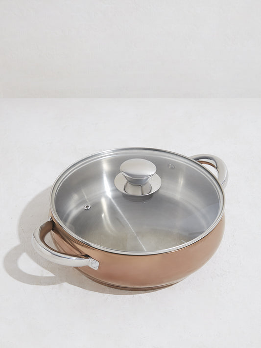Westside Home Copper Stainless Steel Saute Pan with Lid Set- Large
