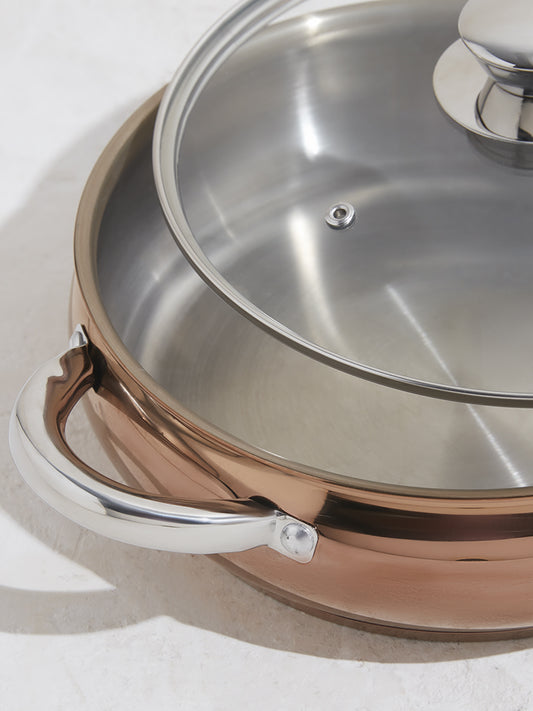 Westside Home Copper Stainless Steel Saute Pan with Lid Set- Large