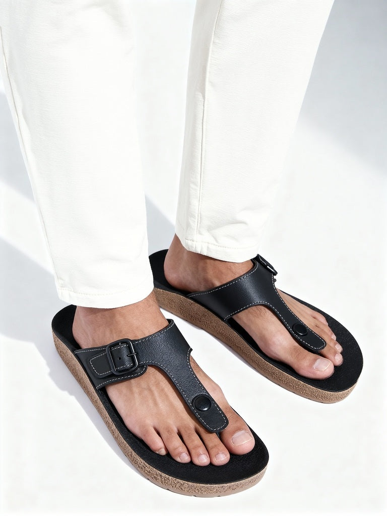 SOLEPLAY Black Thong-Strap Sandals