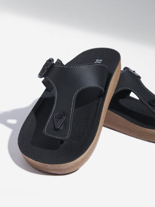 SOLEPLAY Black T-Strap Sandals
