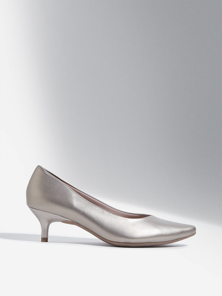 Buy LUNA BLU Silver Pointed Pump Shoes from Westside