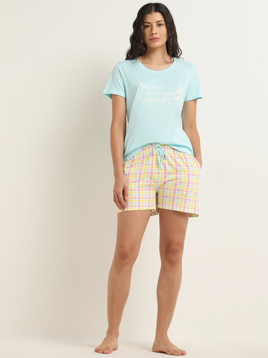 Wunderlove Multicolour Gingham Checks Mid-Rise Shorts