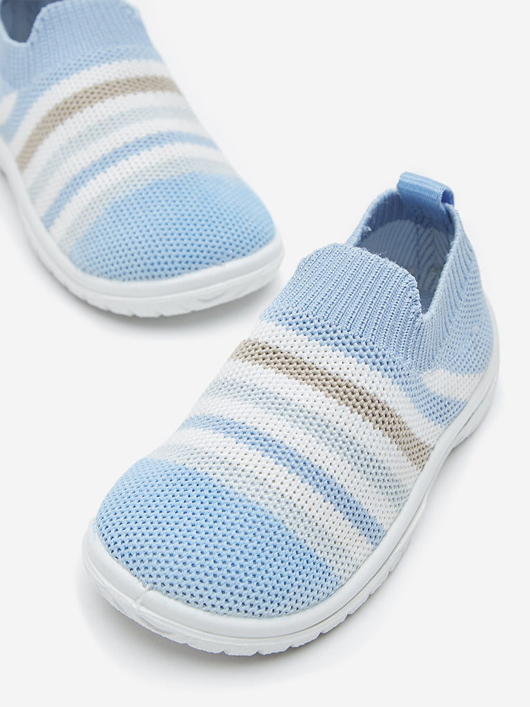 Buy Yellow Blue Stripe Printed Slip On Shoes from Westside
