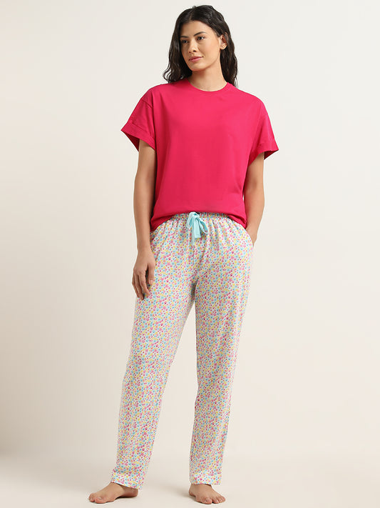 Wunderlove Multicolour Floral Printed Mid-Rise Pyjamas