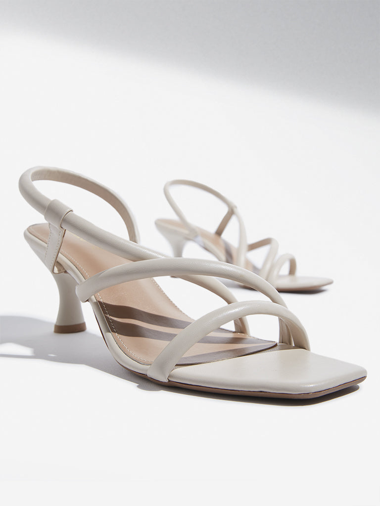 Westside LUNA BLU Women's  Ivory Multi-Strap Heel Sandals for Casual Wear Zoomed View