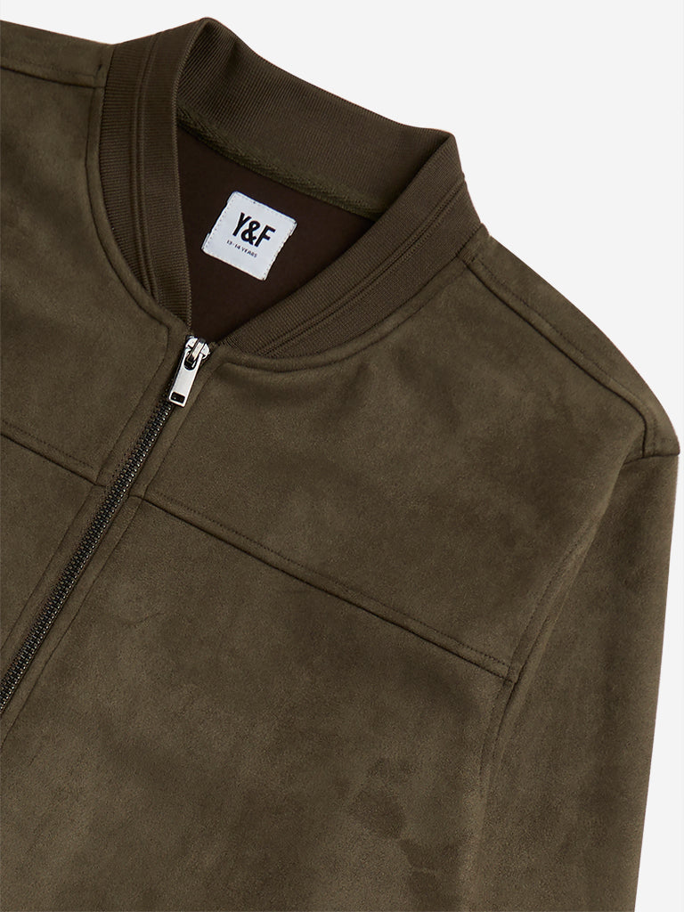 Y&F Kids Olive Faux-Suede Jacket