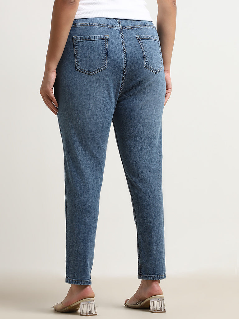 Buy Gia Blue High Rise Cotton Blend Jeggings from Westside