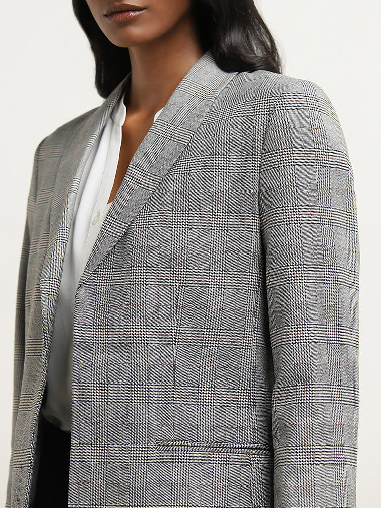 Grey chequered blazer online