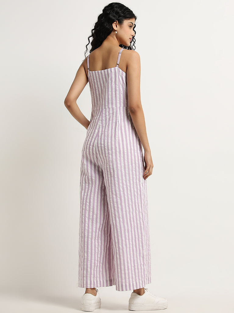 Buy Bombay Paisley Lilac Striped Jumpsuit from Westside