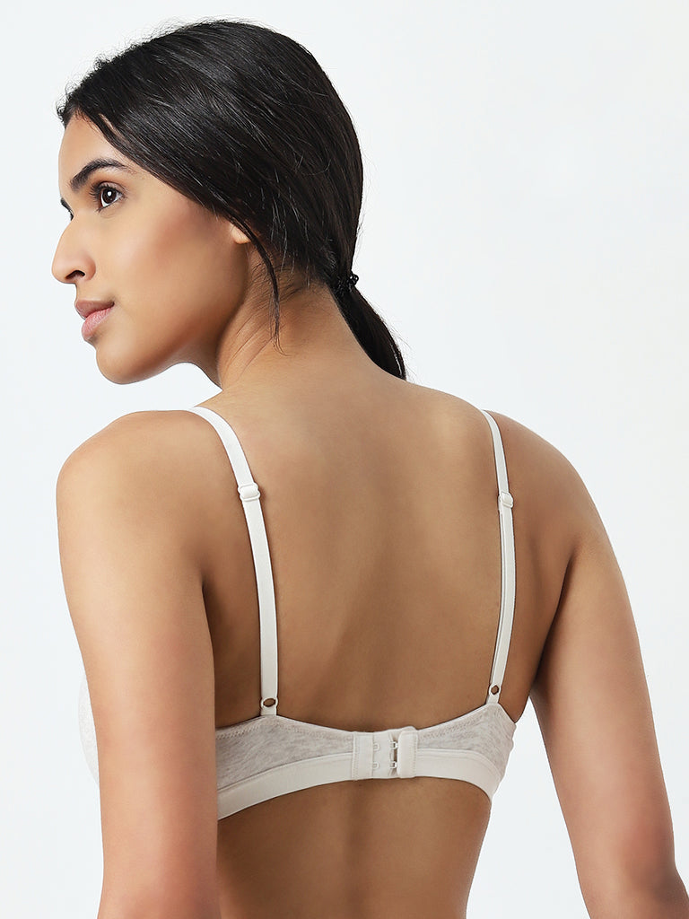 Wunderlove Off-White Padded Cotton-Blend Bra