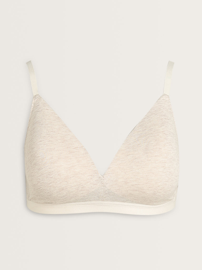 Wunderlove Off-White Padded Cotton-Blend Bra