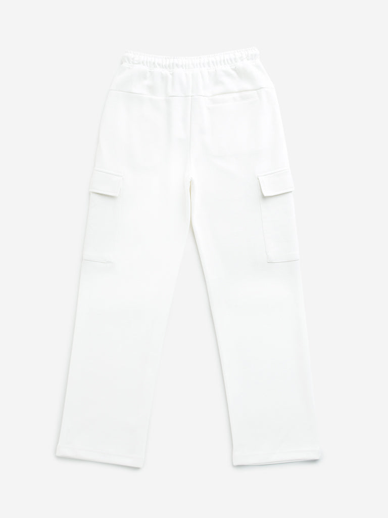 Buy Y F Kids Off White Mid Rise Cotton Blend Track Pants from Westside