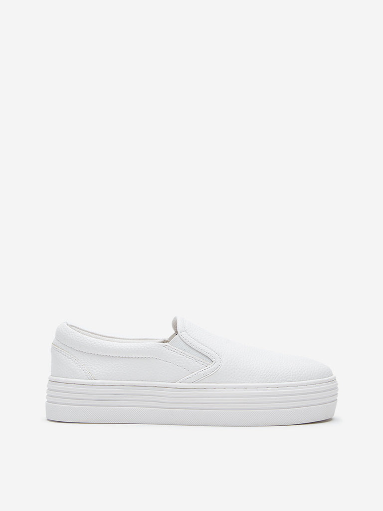 Buy LUNA BLU White Textured Slip On Shoes from Westside
