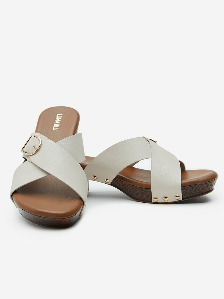 Buy LUNA BLU Ivory Wedge-Heel Sandals from Westside