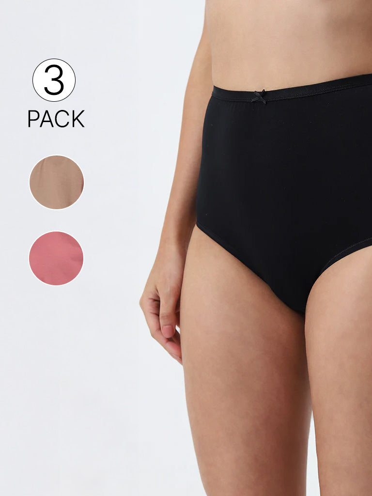 Wunderlove Light Taupe Full Cotton-Blend Briefs - Pack of 3