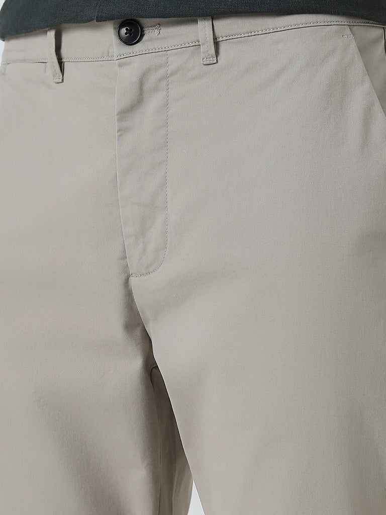 Ascot Beige Relaxed-Fit Mid-Rise Cotton-Blend Chinos