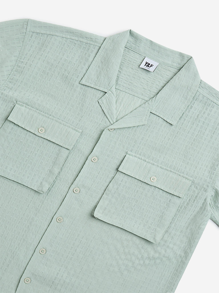 Y&F Kids Sage Textured Resort-Fit Shirt