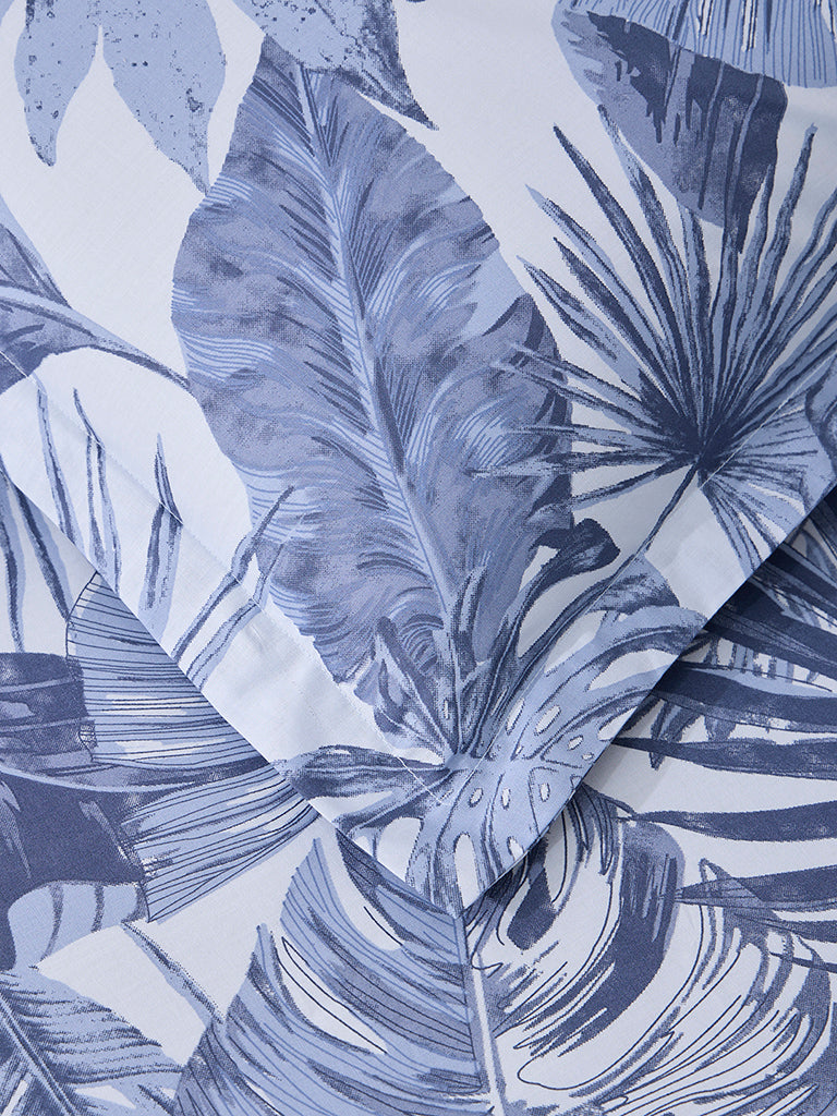 Buy Westside Home Dusty Blue Botanical Design Single Bed Fitted Sheet