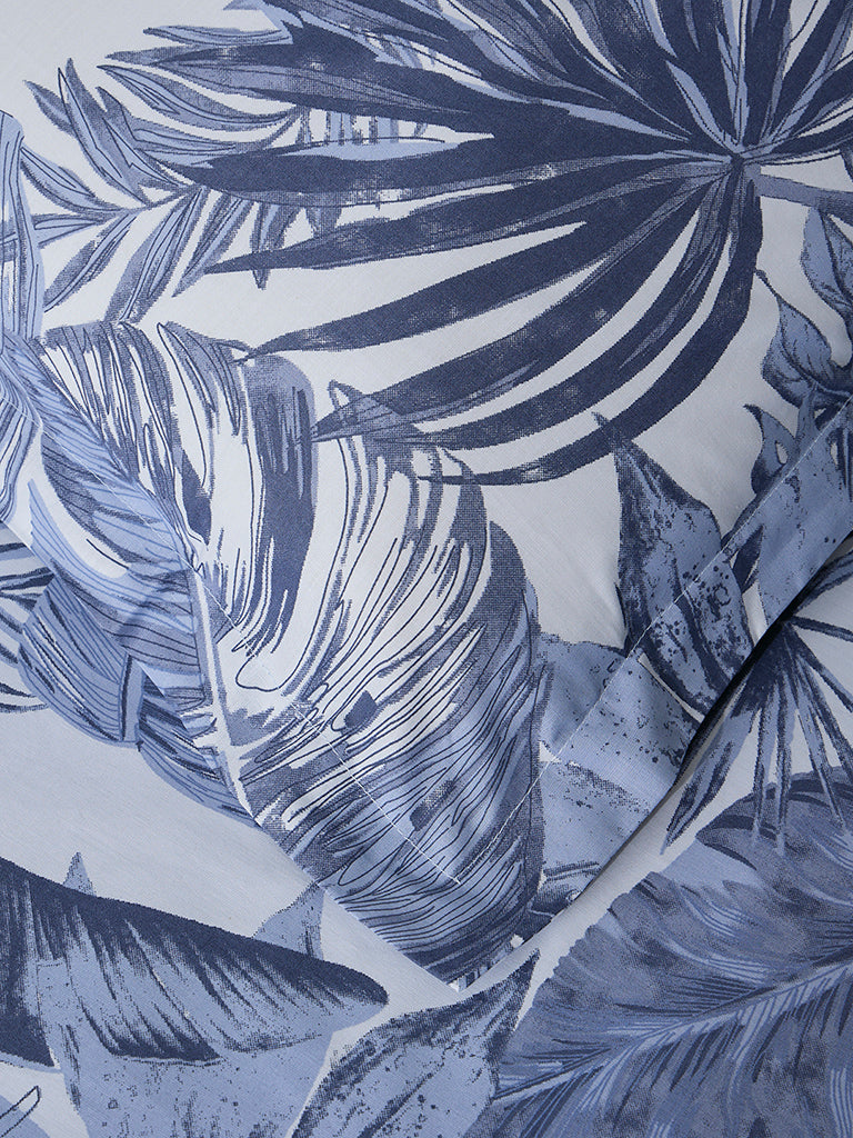 Buy Westside Home Dusty Blue Botanical Design King Bed Fitted Sheet and