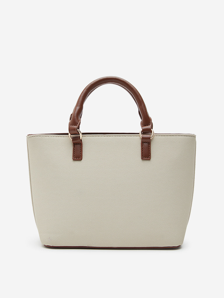 Buy Westside Accessories Beige Textured Tote Bag from Westside