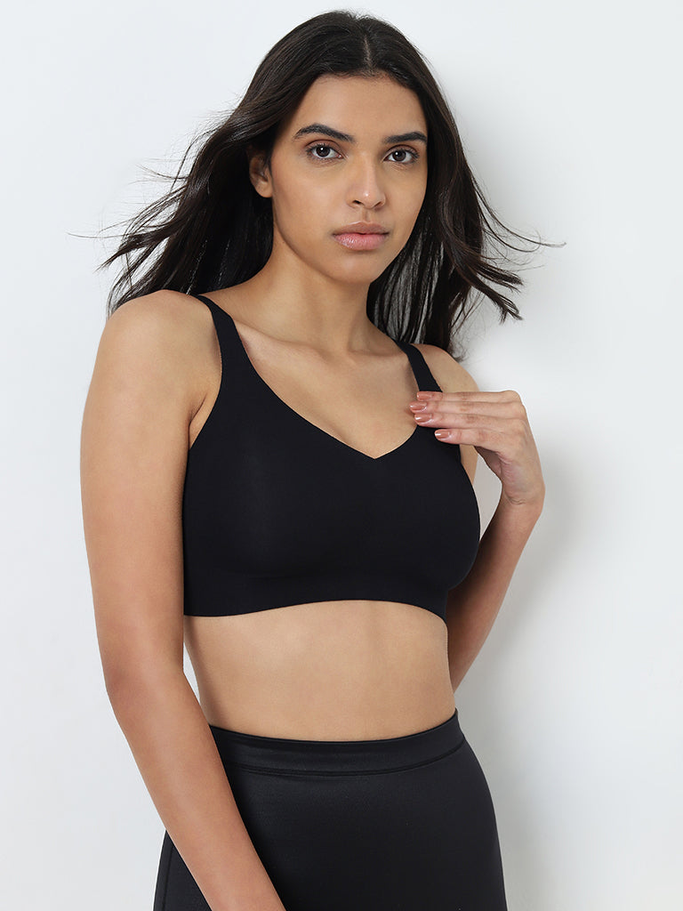 Wunderlove Black Padded Full Coverage Cotton-Blend Bra