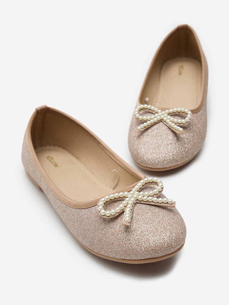 Westside Yellow Kids Light Gold Pearlescent Ballerina for Party Wear Zoomed View