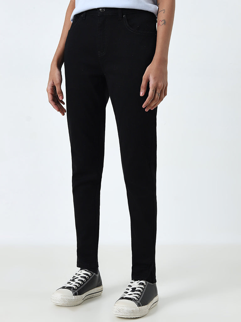 Buy Nuon Black Slim Fit High Rise Jeans from Westside