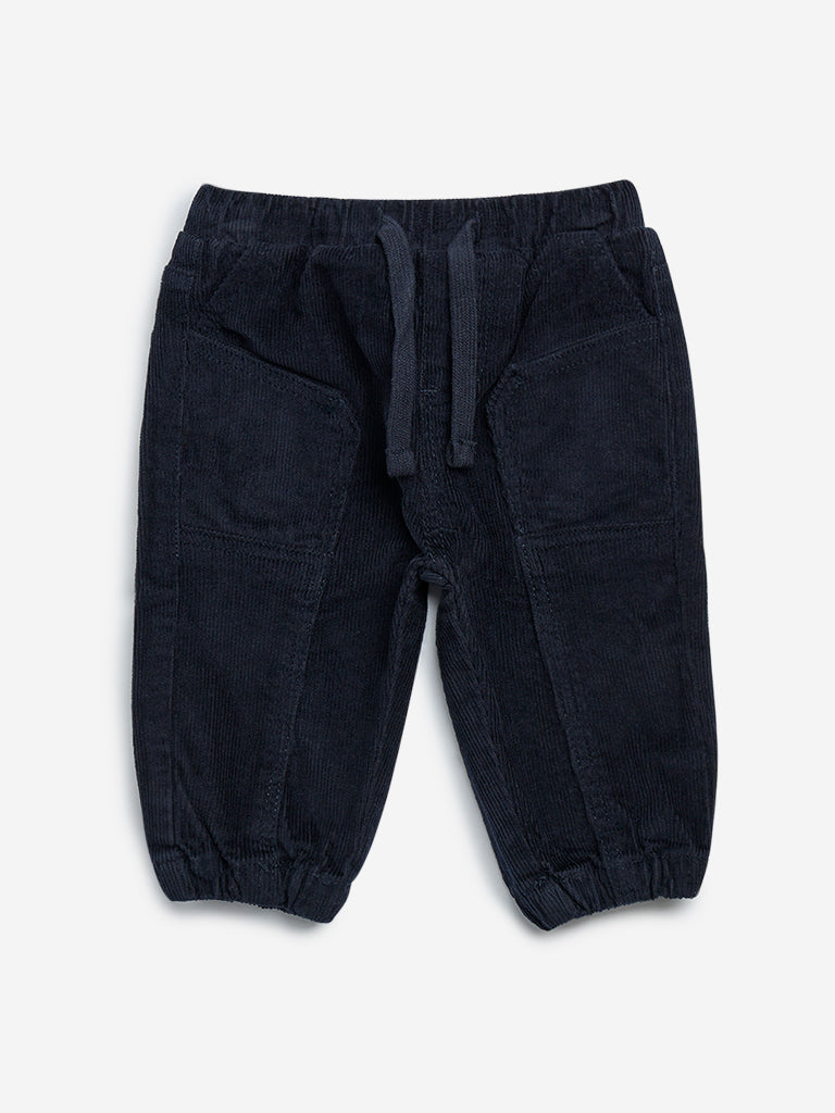 HOP Baby Navy Corduroy Mid-Rise Cotton-Blend Joggers